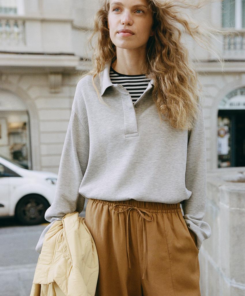 Поло из меланжевого пике