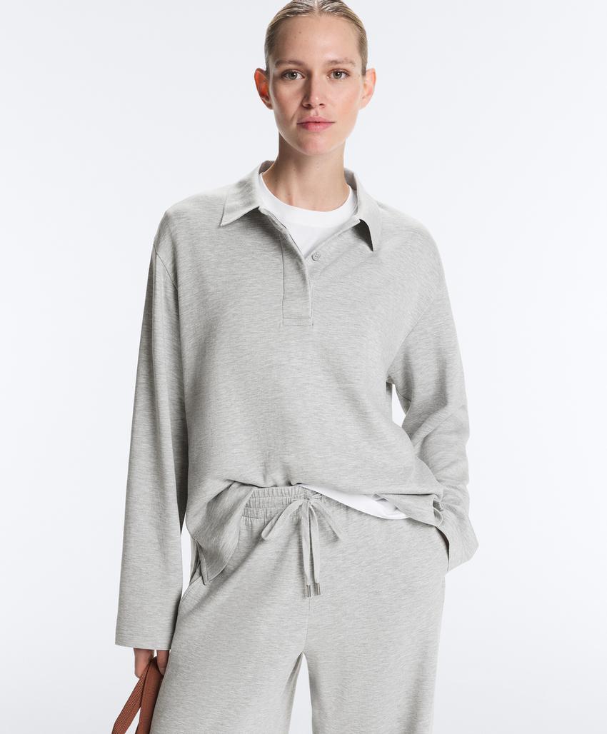 Поло из меланжевого пике