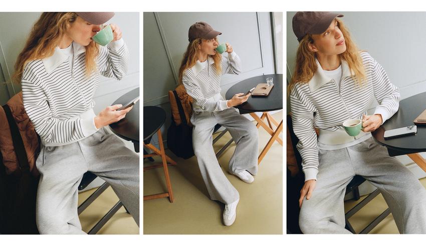 Полосатая куртка с воротником из рибаны из хлопка