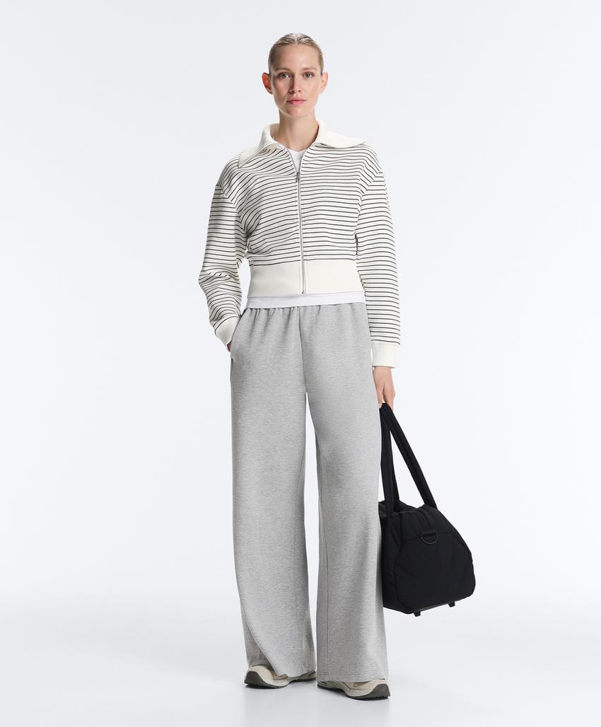 Полосатая куртка с воротником из рибаны из хлопка