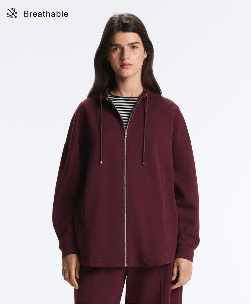 Куртка-Oversize с капюшоном из пике с хлопком