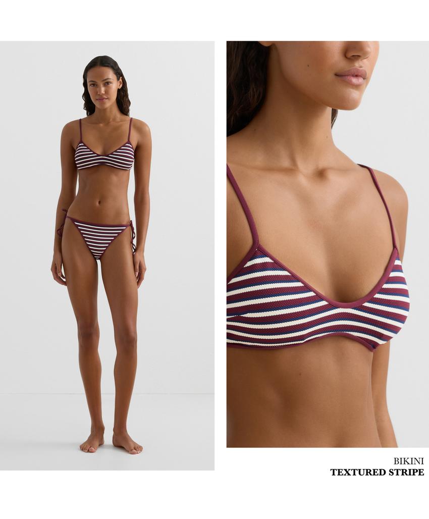 Текстурированный топ купальника с полосками