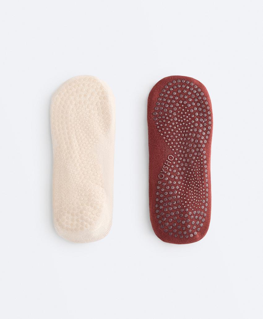 Носки для йоги и пилатес из смесового хлопка с перекрещивающимися ремешками, 2 пары