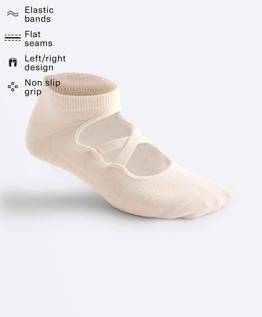 Носки для йоги и пилатес из смесового хлопка с перекрещивающимися ремешками, 2 пары