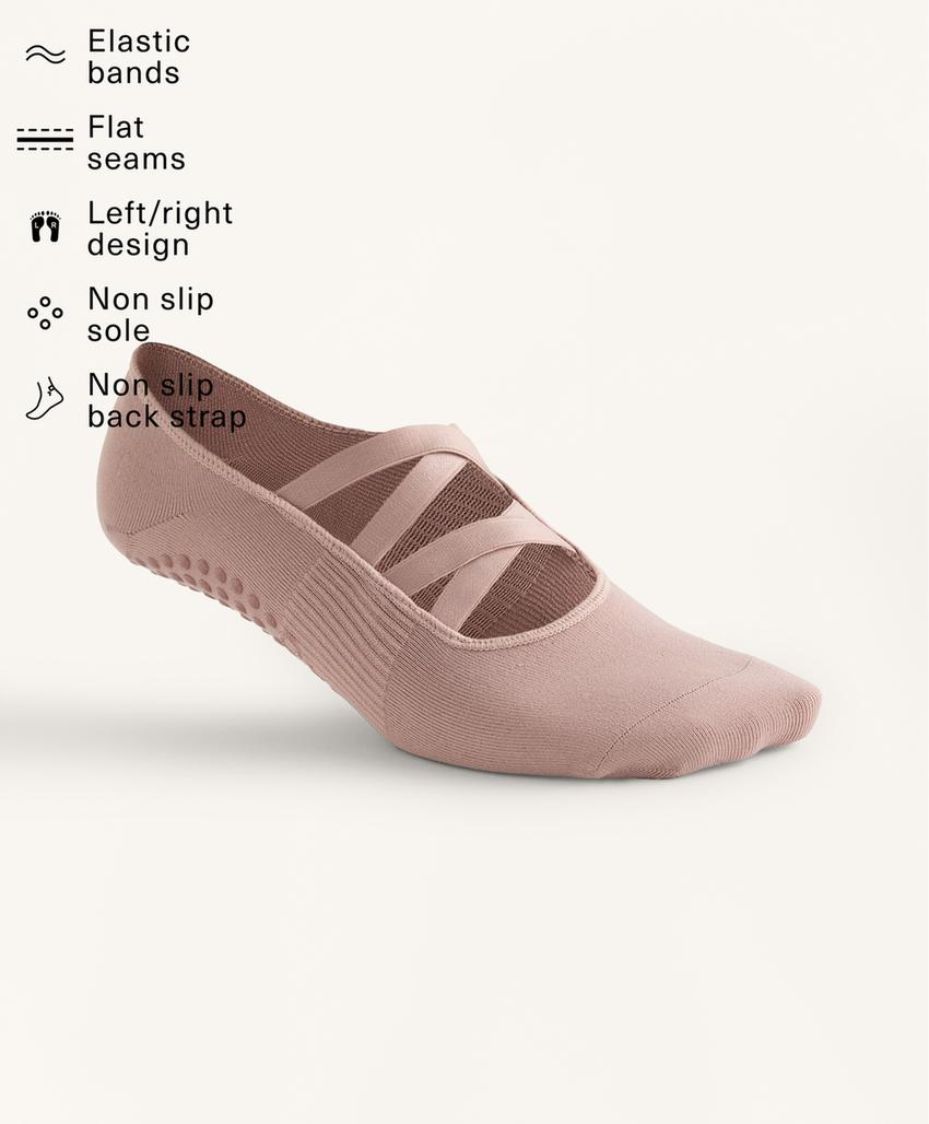 Носки для йоги и пилатеса из полиамидного смесового материала с двойными лямками, 2 пары