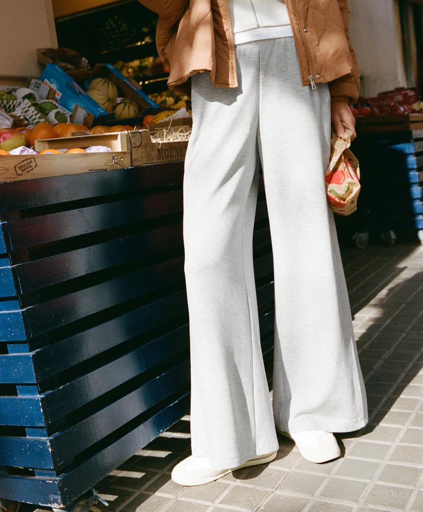 Брюки прямого кроя из меланжевого пике