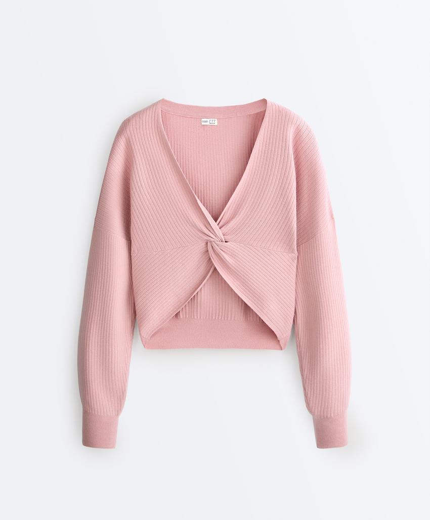 Пуловер с вязкой в технике твист