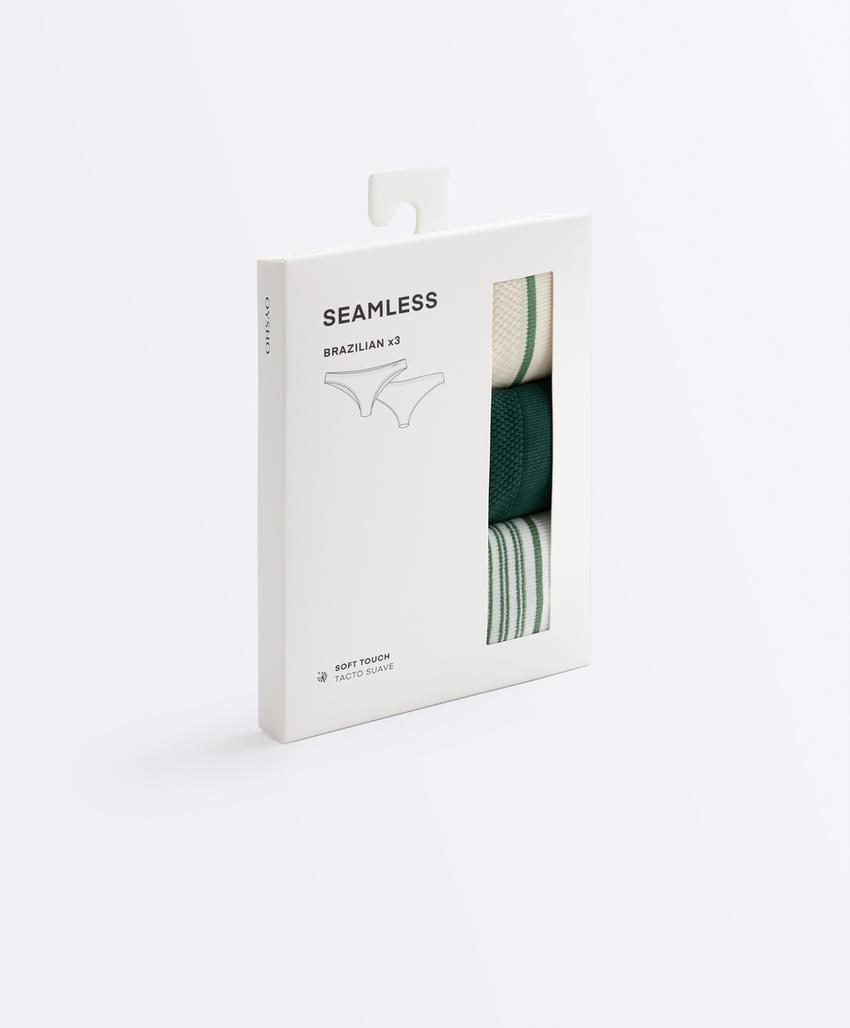 3 трусиков-бразильянок из пике из полиамидного смесового волокна