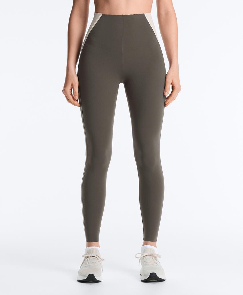 High-rise Compressive reflective core control ankle-length leggings