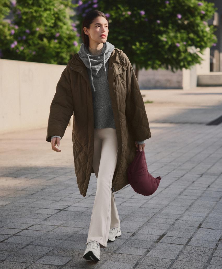 Теплые брюки клеш с высокой посадкой и карманами