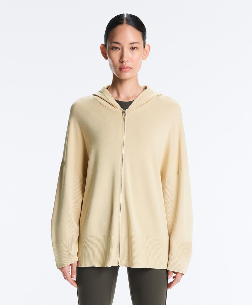 Длинная толстовка с капюшоном из вязаного трикотажа