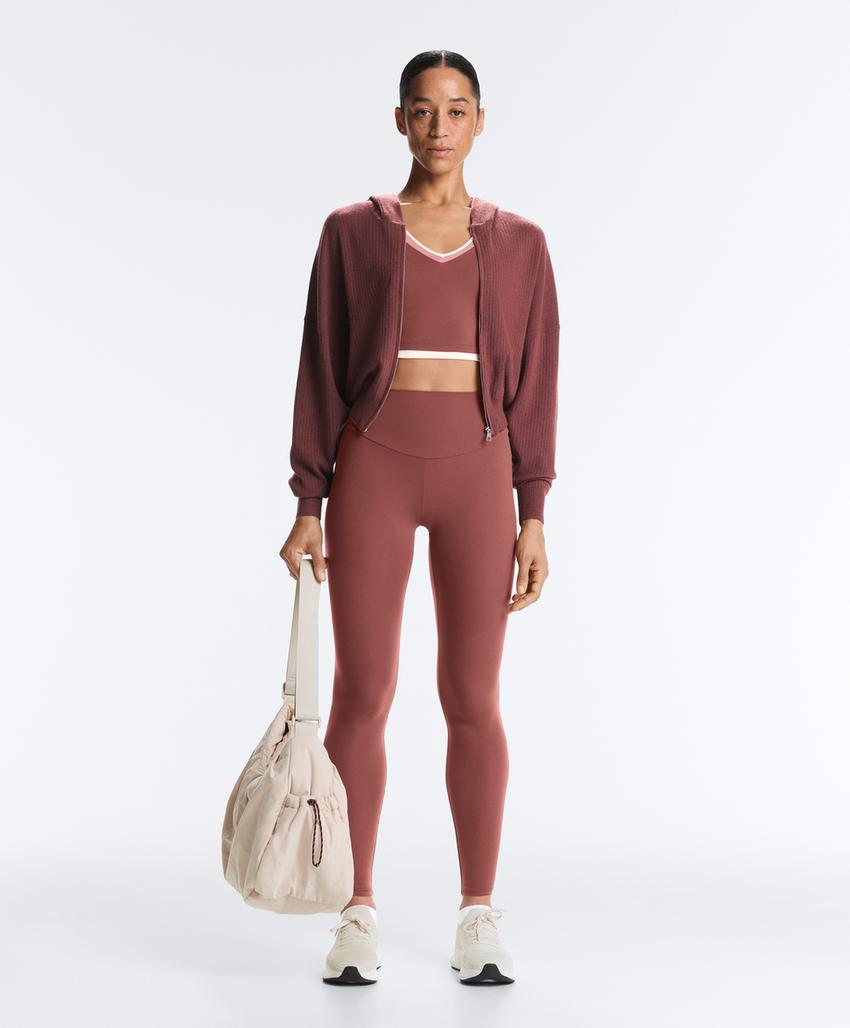 Толстовка с капюшоном из ребристого трикотажа