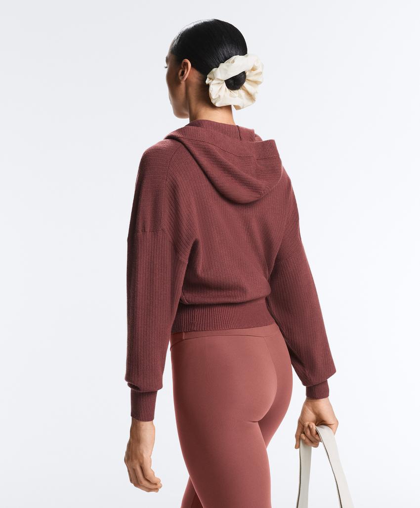 Толстовка с капюшоном из ребристого трикотажа