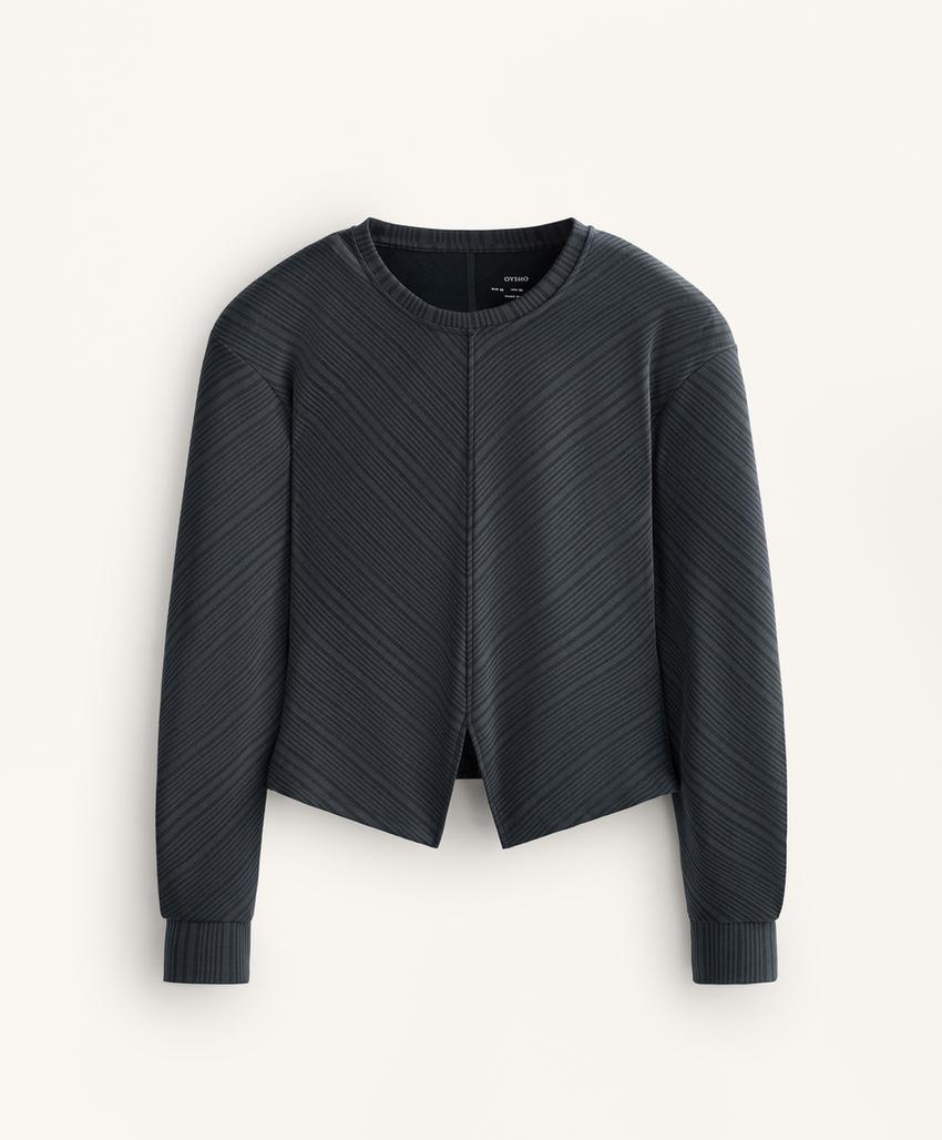 Свитшот с асимметричной полосатой отделкой из модала