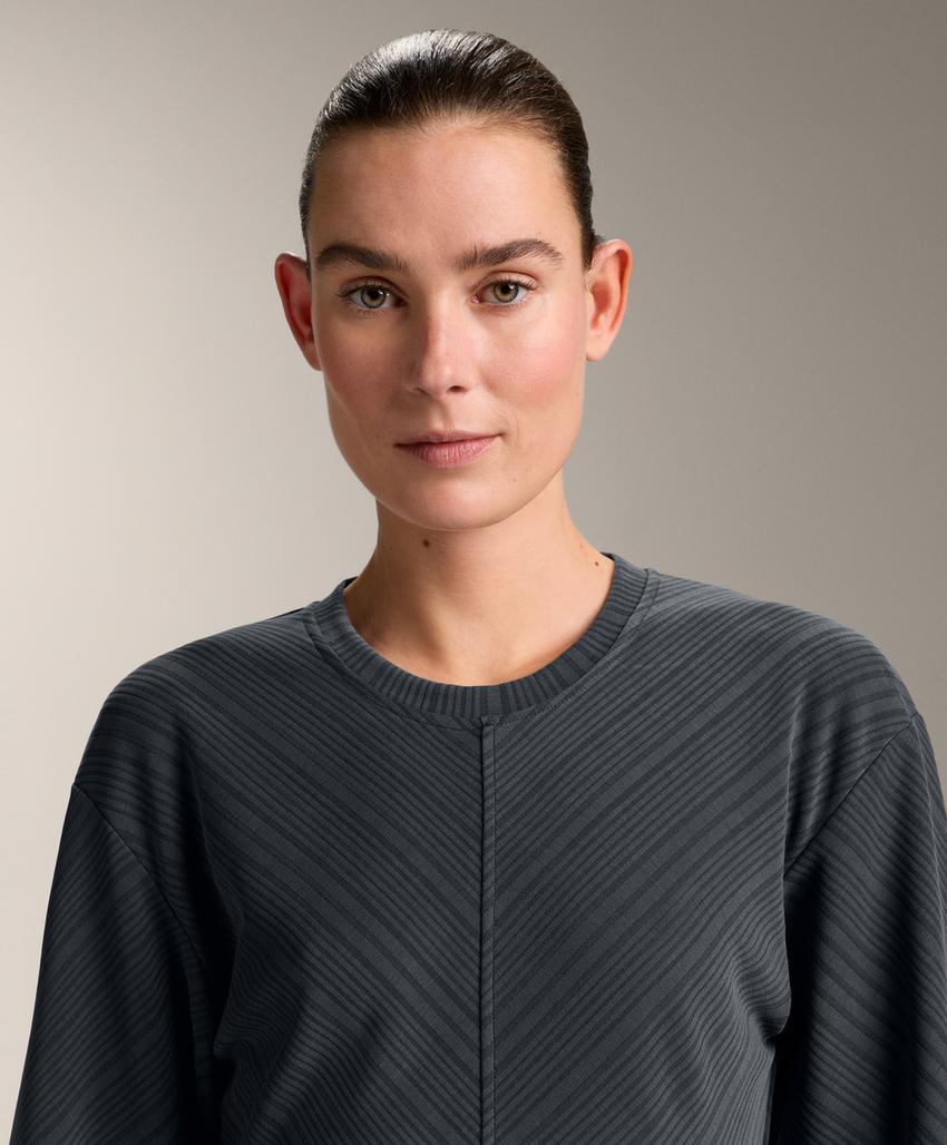 Свитшот с асимметричной полосатой отделкой из модала