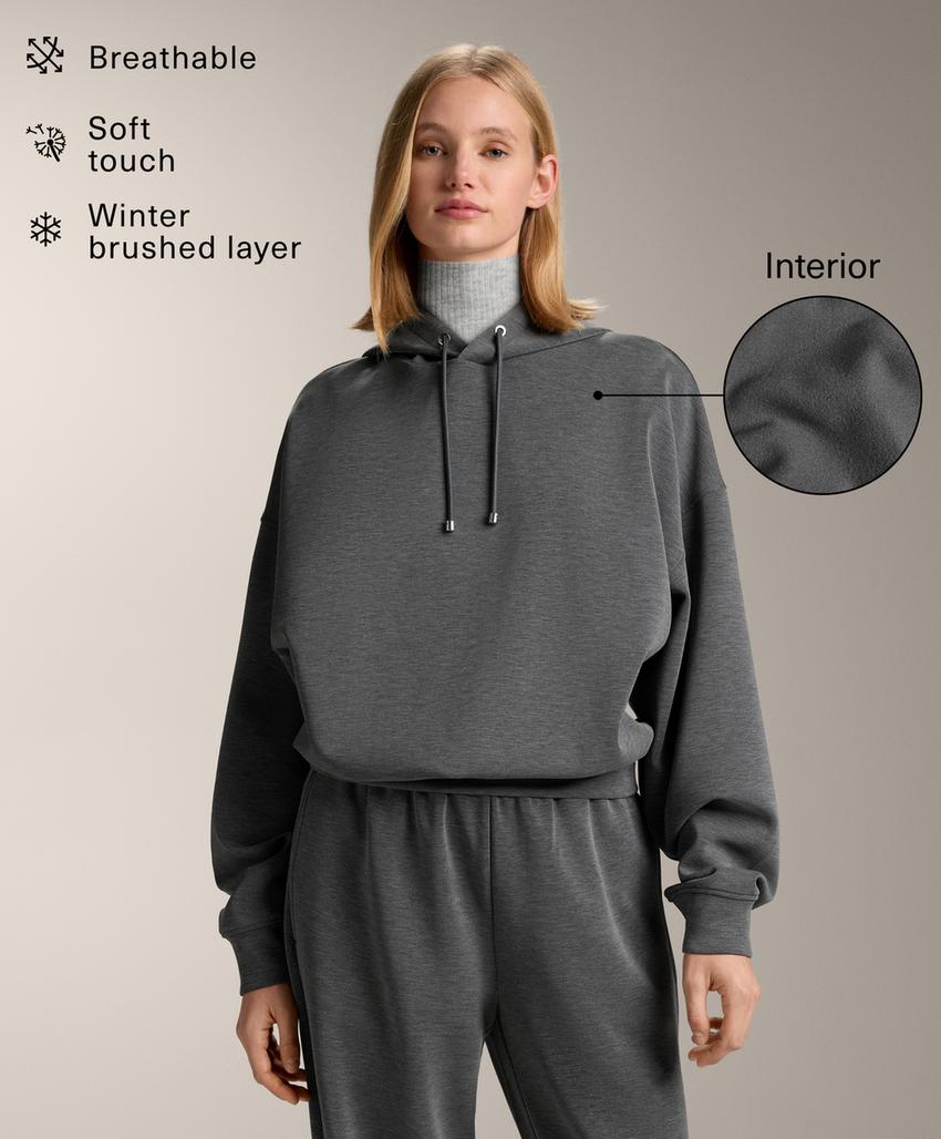 Худи с капюшоном прямого кроя из меланжевого модала