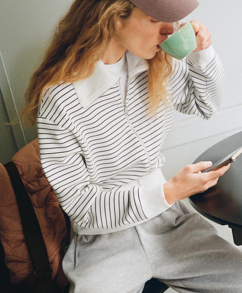 Полосатый жакет с отделкой из хлопка