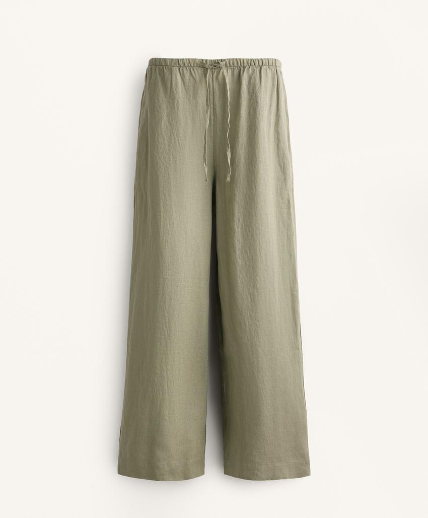 Широкие прямые льняные брюки из 100% льна