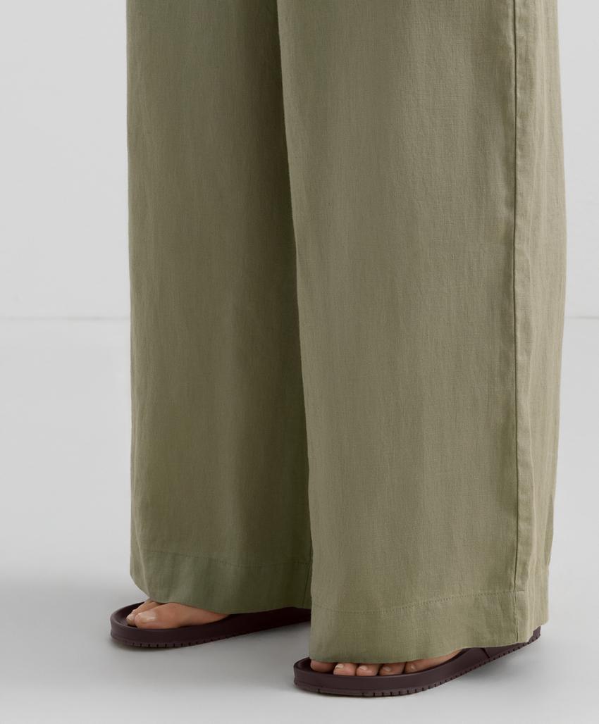 Широкие прямые льняные брюки из 100% льна