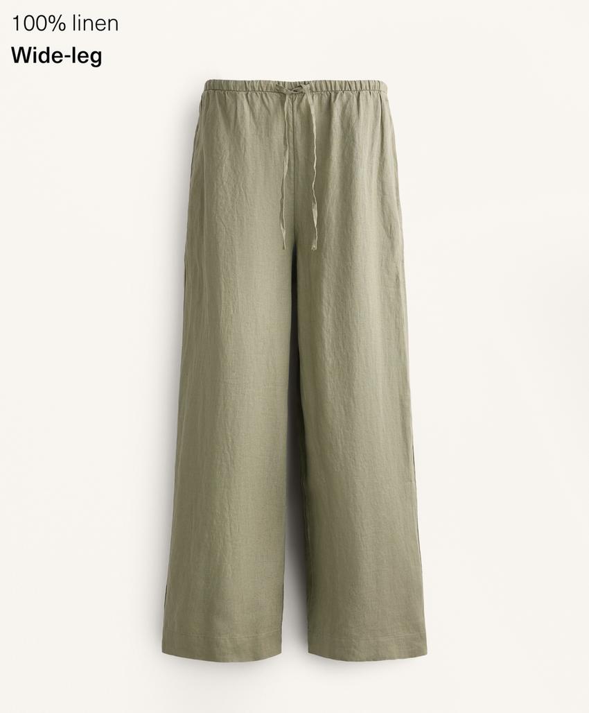 Широкие прямые льняные брюки из 100% льна