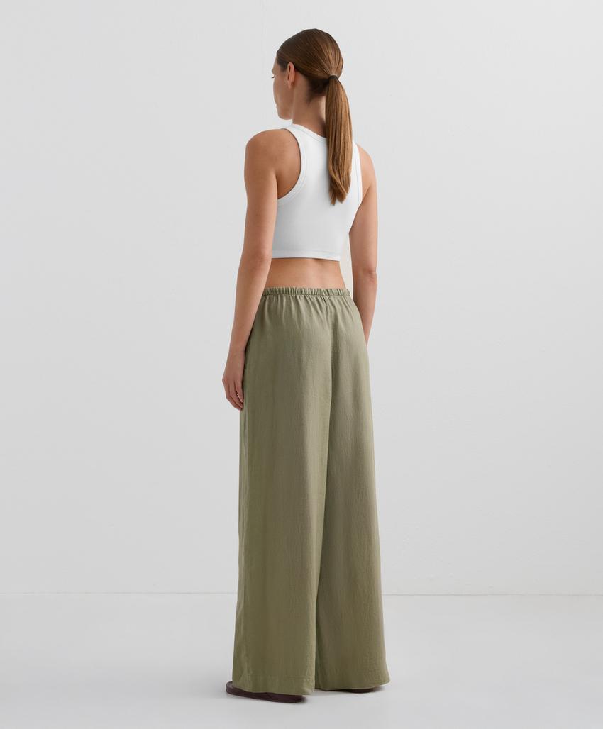 Широкие прямые льняные брюки из 100% льна