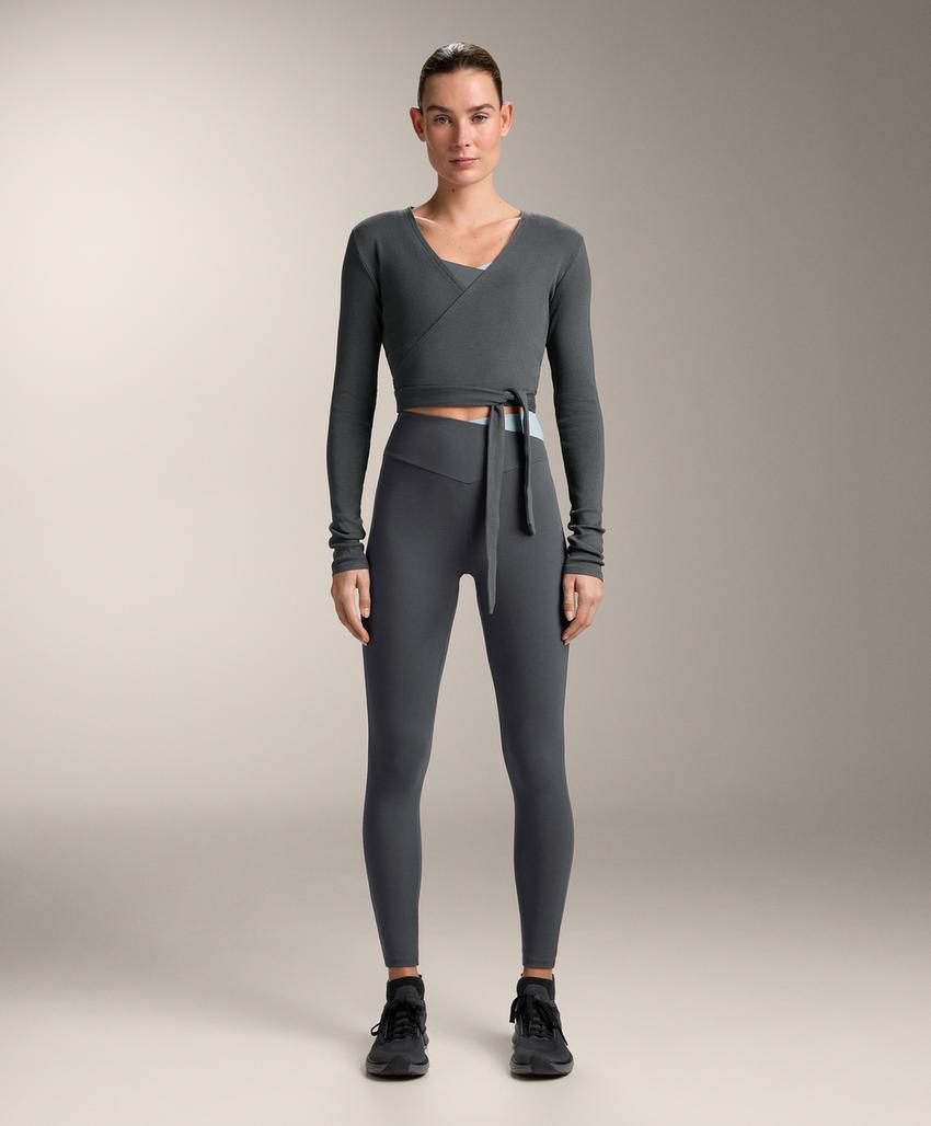 Футболка из ребристого хлопкового микса с завязкой