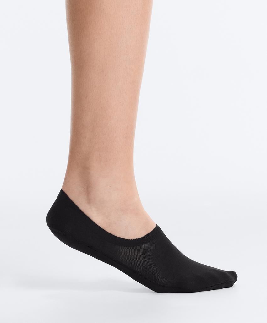 Набор из 2 пар высоких невидимых носков из ребристого хлопкового смеси