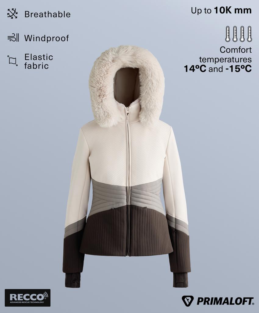 Приталенная водостойкая лыжная куртка Primaloft® SKI с цветными вставками
