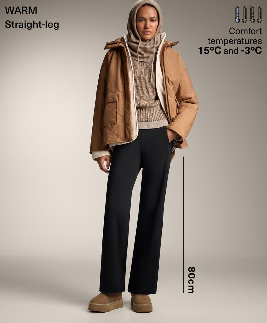 Теплые брюки с высокой посадкой прямого кроя