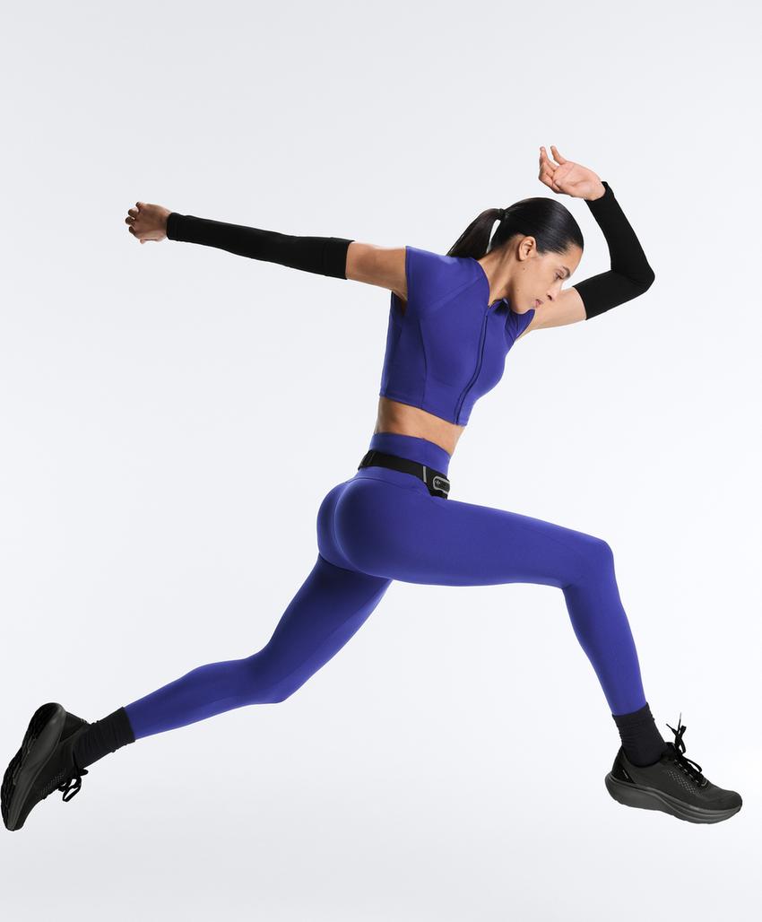 Леггинсы с высокой талией до щиколотки с компрессией и отражающими элементами