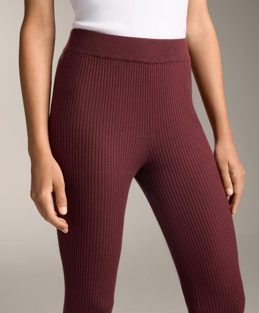 Брюки из ребристого вязаного полотна с разноуровневым подолом