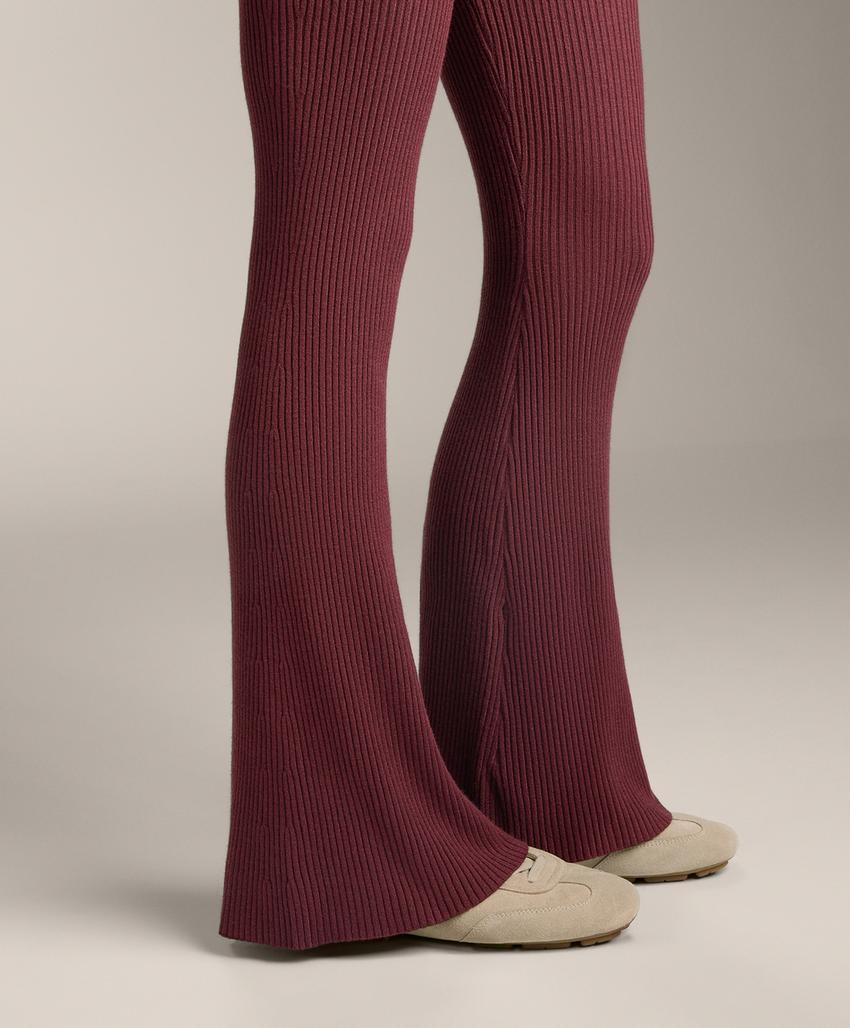 Брюки из ребристого вязаного полотна с разноуровневым подолом