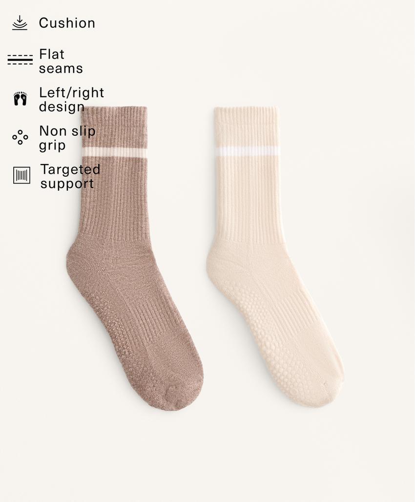 Носки из хлопковой смеси для йоги и пилатеса, 2 пары