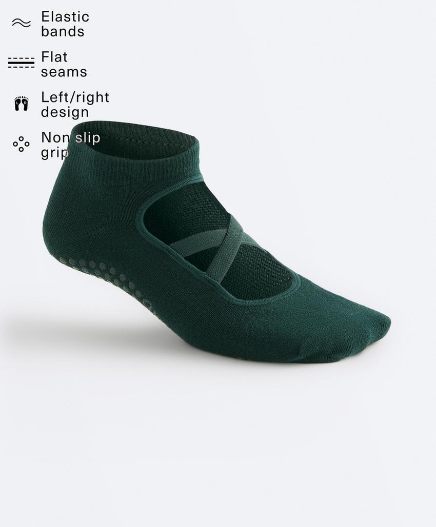 Носки для йоги и пилатеса из хлопкового микса с перекрестными ремешками, 2 пары