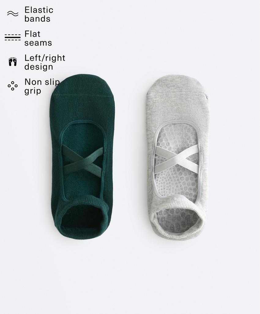 Носки для йоги и пилатеса из хлопкового микса с перекрестными ремешками, 2 пары