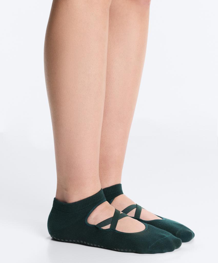 Носки для йоги и пилатеса из хлопкового микса с перекрестными ремешками, 2 пары