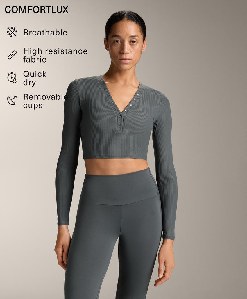 Футболка с длинным рукавом из ребристого материала comfortlux