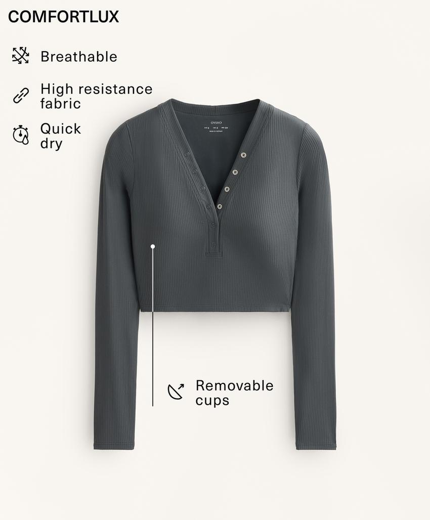 Футболка с длинным рукавом из ребристого материала comfortlux