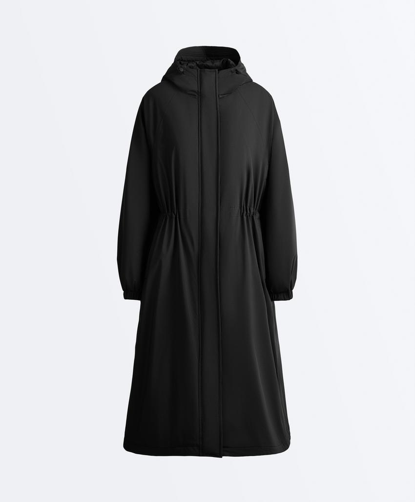 Ультралегкое длинное стеганое пуховое пальто oysho с водонепроницаемым 10k thindown®