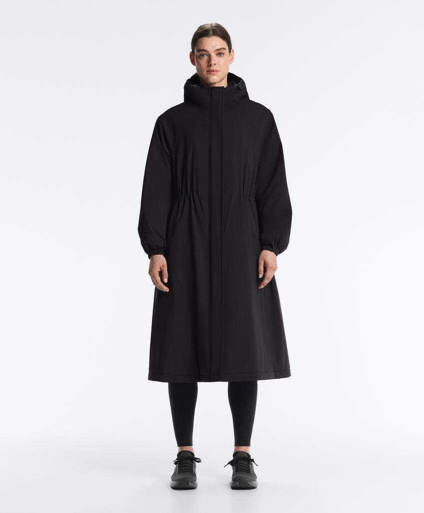 Ультралегкое длинное стеганое пуховое пальто oysho с водонепроницаемым 10k thindown®