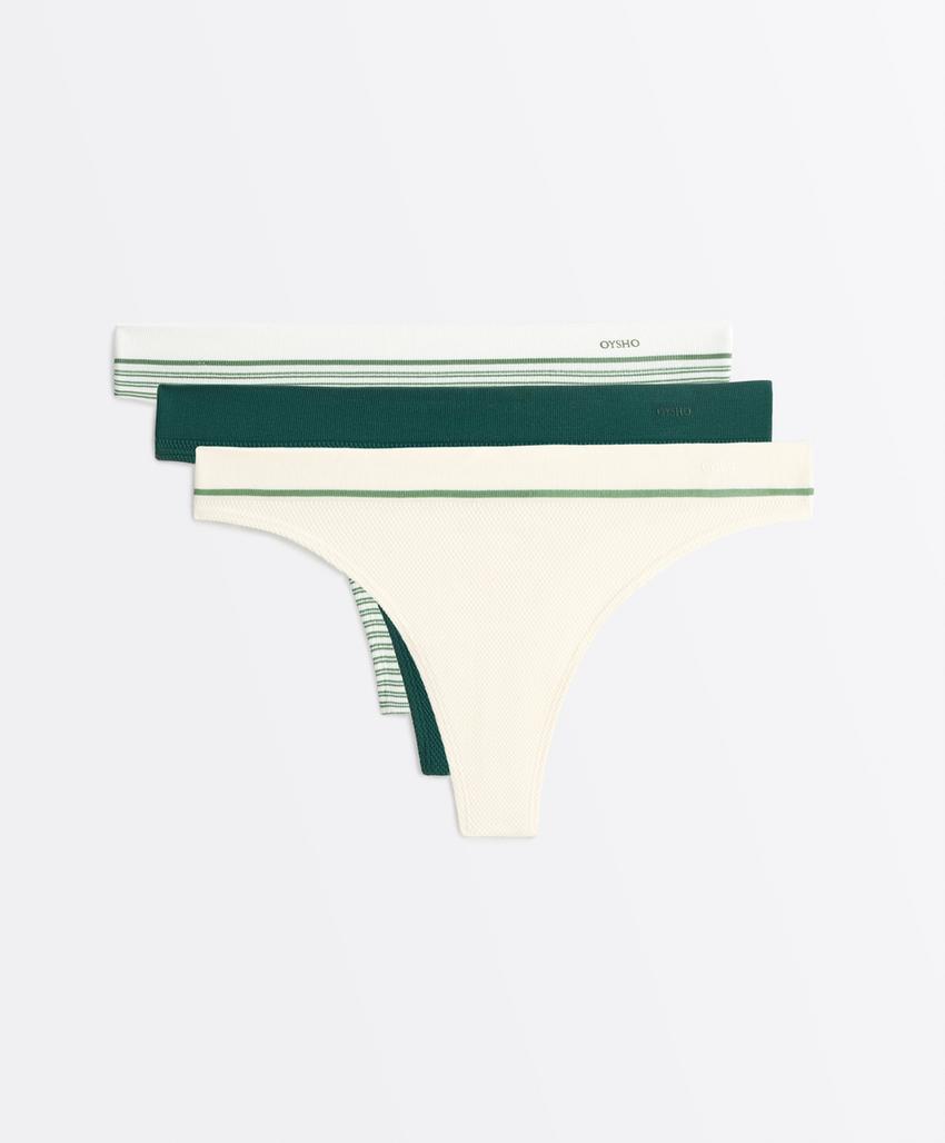 3 трусов танга пике из смесового полиамида