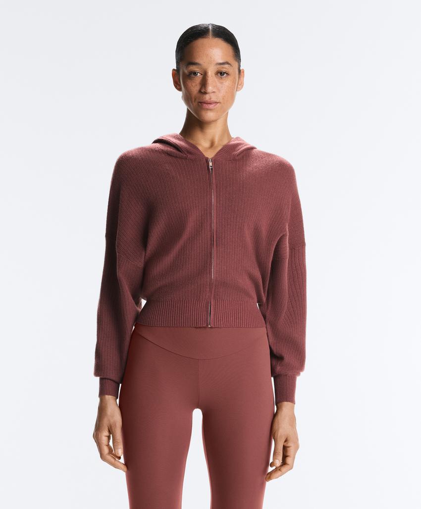 Вязаная куртка Rib с капюшоном