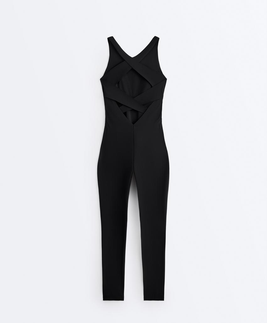 Длинный компрессионный комбинезон с галстуком на шее