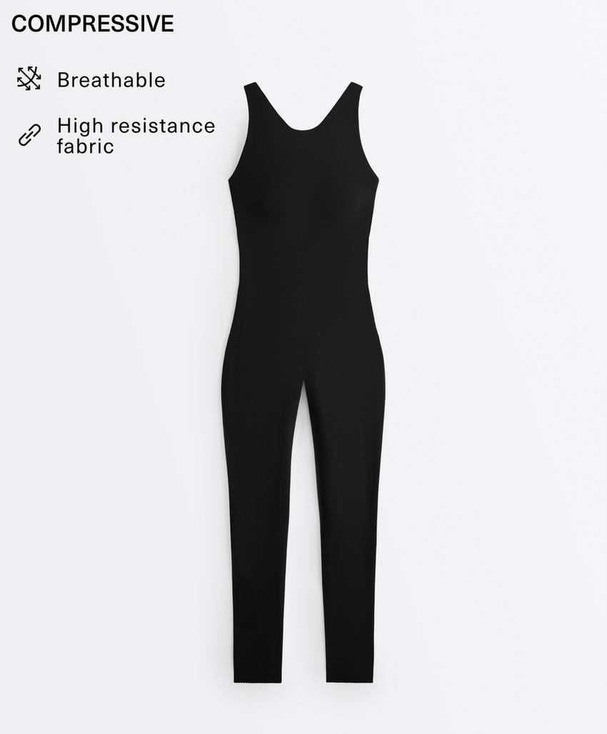 Длинный компрессионный комбинезон с галстуком на шее