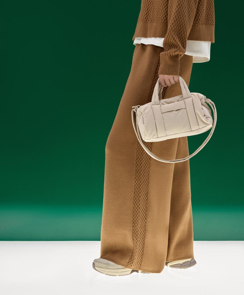 Прямые брюки с боковой вязаной текстурой