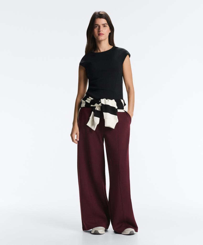 Пижамные брюки из хлопка с высокой посадкой