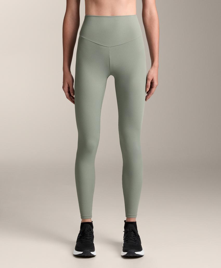 Лосины с высокой талией и длиной до щиколотки comfortlux из ребристого материала