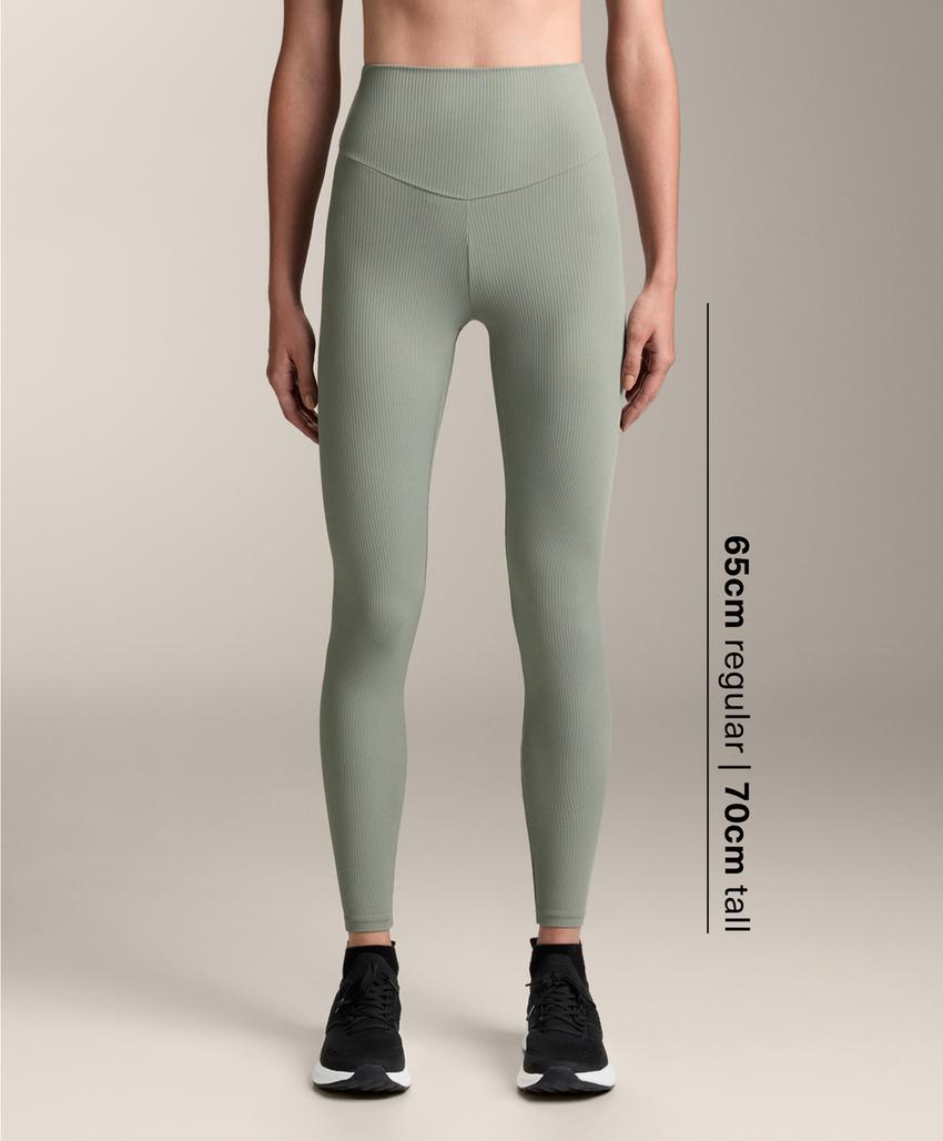 Лосины с высокой талией и длиной до щиколотки comfortlux из ребристого материала