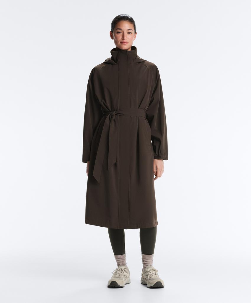 Длинный экстра легкий пуховик с водонепроницаемой тканью 10k