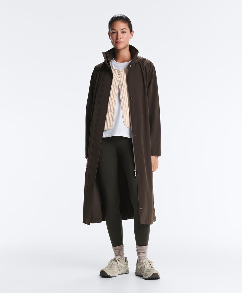 Длинный экстра легкий пуховик с водонепроницаемой тканью 10k